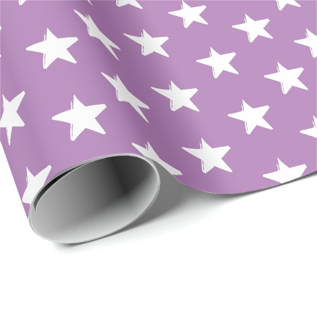 Stars Lavender lila und weiße Muster moderne Gesch Geschenkpapier (Rolleneckpunkt)