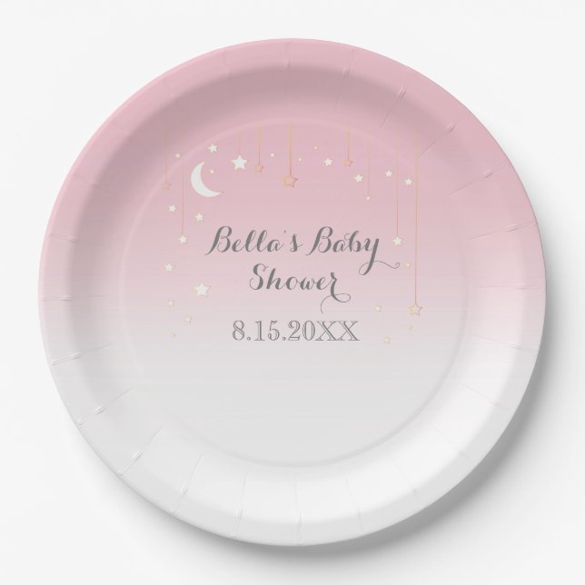 Stars Moon Baby Dusche Pappteller (Vorderseite)