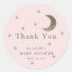 Stars & Moon Babydusche Pink Danke Sticker (Vorderseite)