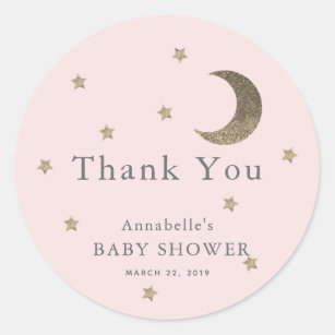 Stars & Moon Babydusche Pink Danke Sticker
