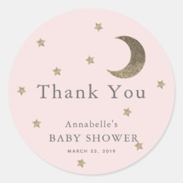 Stars & Moon Babydusche Pink Danke Sticker