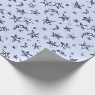 Stars Moon Blue Pastel Celestial Spark Navy Boy Geschenkpapier