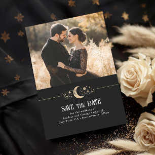 Stars Moon Celestial Black Save the Date Foto