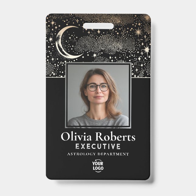 Stars Moon Celestial Night ID Company Security Ausweis (Vorderseite)