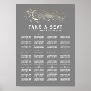 Stars Moon Celestial Seating Chart Poster