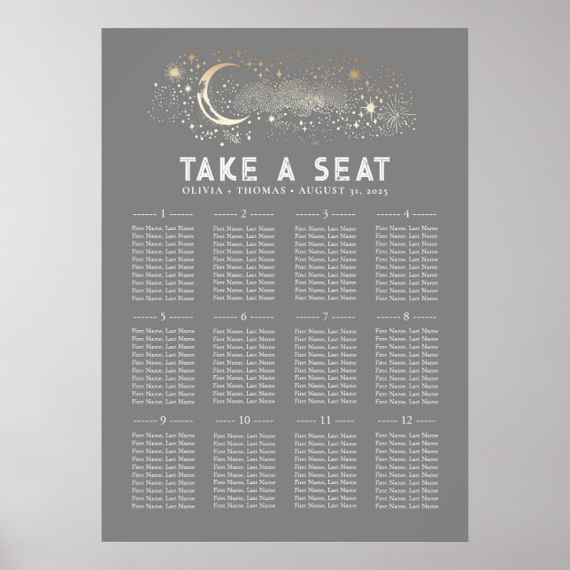 Stars Moon Celestial Seating Chart Poster (Vorne)
