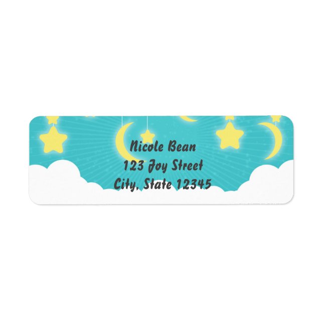Stars Moon & Clouds Babydusche-Adressetiketten (Vorne)