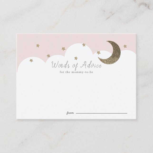 Stars Moon & Clouds Pink Baby Shower Admin Cards Begleitkarte (Vorderseite)