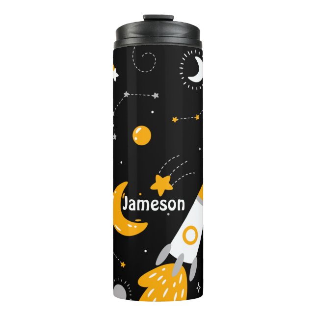 Stars Moon Night Sky Weltraumrakete Thermosbecher (Vorderseite)