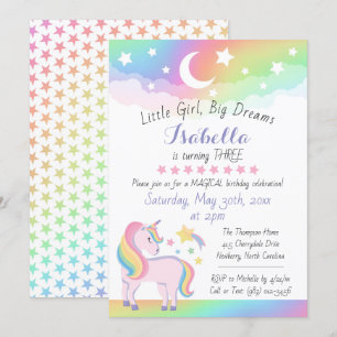 Stars & Moon Rainbow Sky Magical Unicorn Geburtsta Einladung