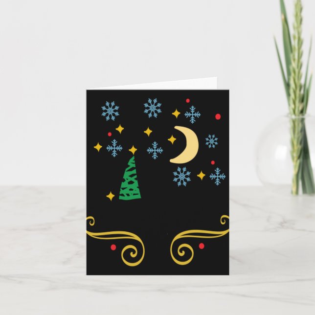 Stars Moon Snowflakes And Merry Christmas Kids T S Karte (Vorderseite)
