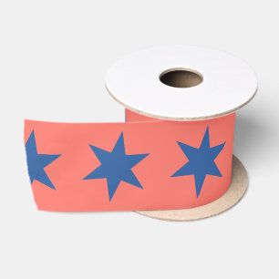 Stars Muster Trending Colors Coral Blue Satinband