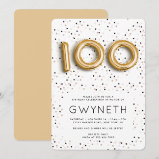 Stars n Gold Foil Ballon Typ 100. Geburtstag Einladung