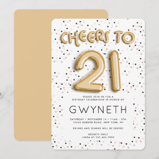 Stars n Gold Foil Ballon Typ 21. Geburtstag Einladung