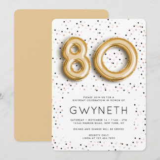 Stars n Gold Foil Ballon Typ 80. Geburtstag Einladung