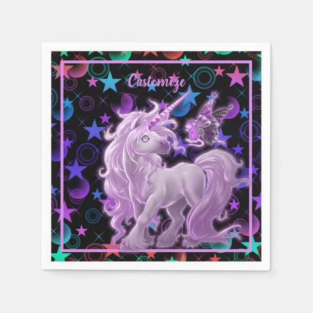 Stars 'n Stuff Pink Unicorn Serviette (Vorderseite)