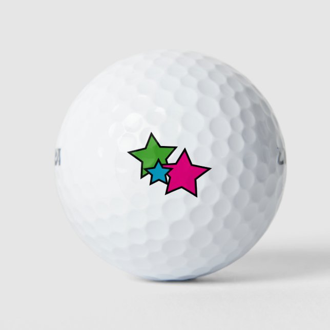 Stars Neon Pink Green Blue Golfball (Vorderseite)