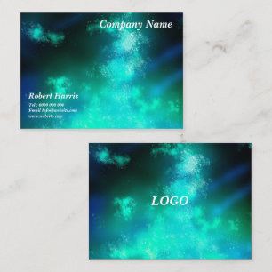 Stars Night Sky Midnight Emerald Green Visitenkarte