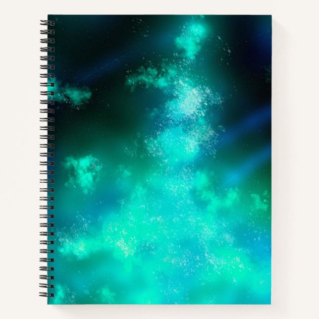 Stars Night Sky Mitternacht Emerald Green Milky Wa Notizbuch (Vorderseite)