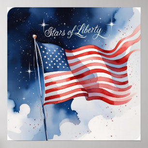 Stars of Liberty Minimalistisch Flag Poster herunt