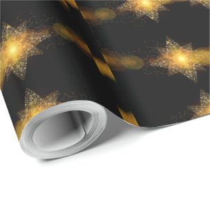 Stars Pattern Schwarz und Gold Star Lights Elegant Geschenkpapier