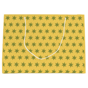 Stars Pattern Trending Colors Gold Green Yellow Große Geschenktüte