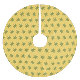 Stars Pattern Trending Colors Gold Green Yellow Polyester Weihnachtsbaumdecke