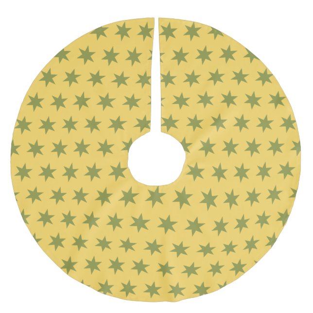 Stars Pattern Trending Colors Gold Green Yellow Polyester Weihnachtsbaumdecke (Vorderseite)