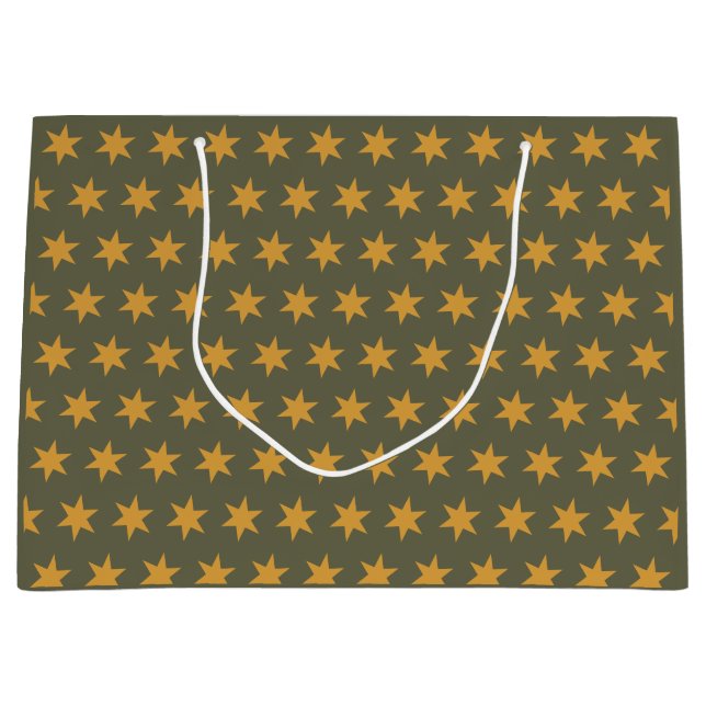 Stars Pattern Trending Colors Green Mango Große Geschenktüte (Vorderseite)