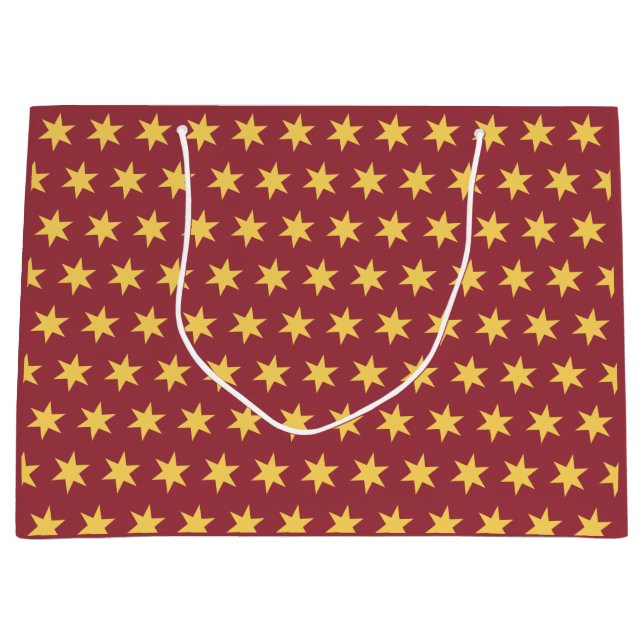 Stars Pattern Trending Colors Maroon Gold Große Geschenktüte (Vorderseite)