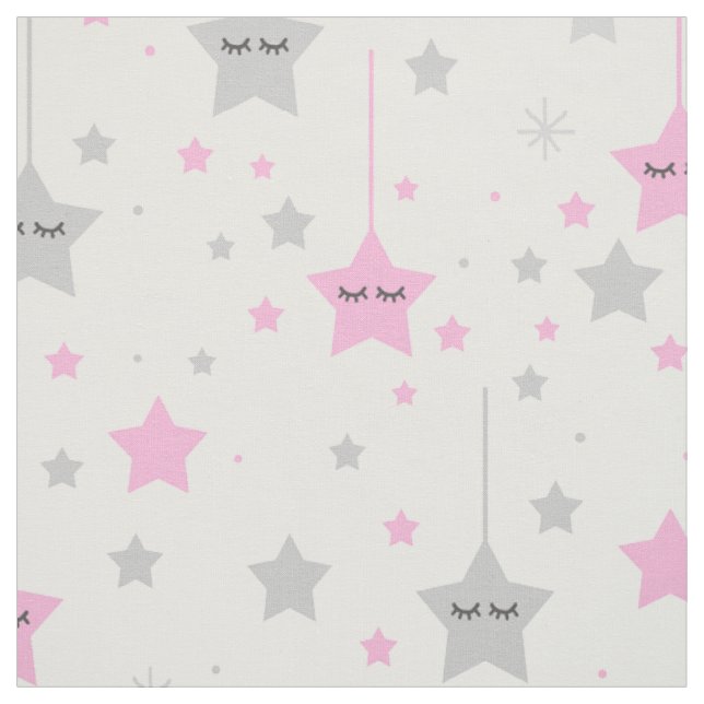 Stars Pink Gray Sleepy Eyes Stoff (Muster)