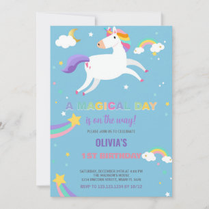 Stars Rainbow Fly Einicorn Geburtstagseinladungen Einladung
