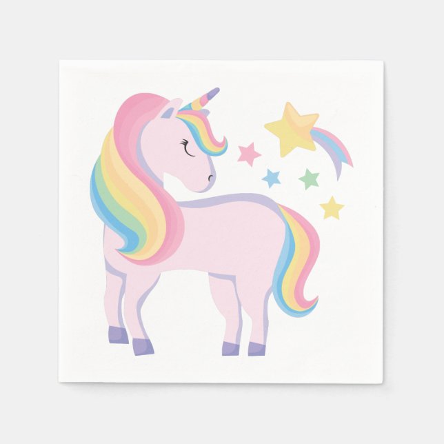 Stars & Regenbogen Magisches Einhorn Girl's Birthd Serviette (Vorderseite)