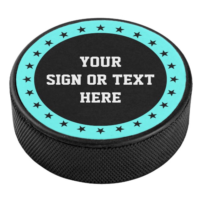 Stars Ring & Dot schwarz + Farbe, Zeichen oder Tex Eishockey Puck (3/4)
