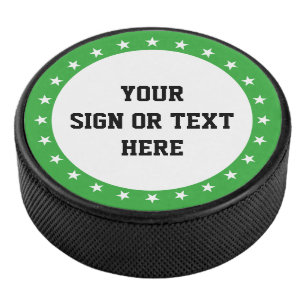 Stars Ring & Dot weiß + Farbe, Zeichen oder Text Eishockey Puck