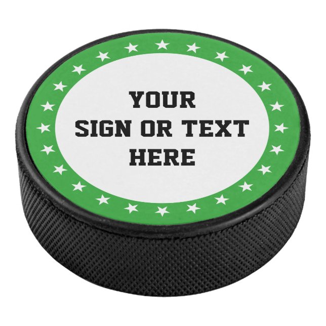 Stars Ring & Dot weiß + Farbe, Zeichen oder Text Eishockey Puck (3/4)