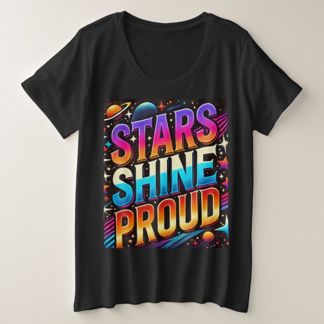 Stars Shine Proud Große Größe T-Shirt (Design vorne)