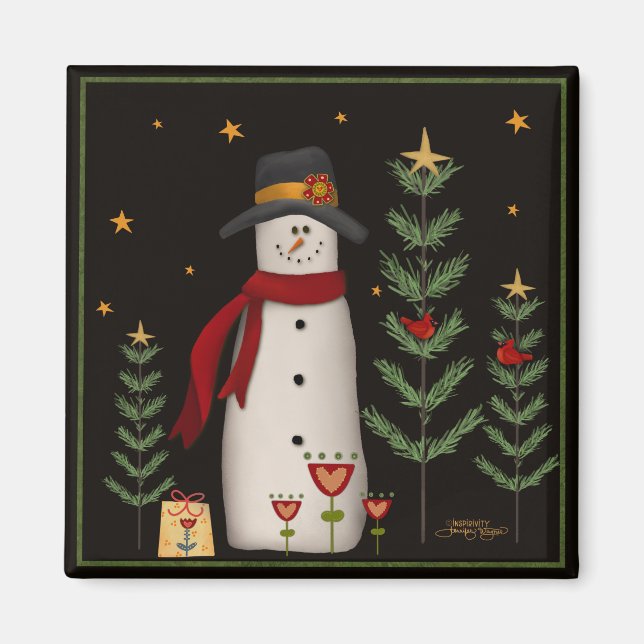 Stars Shopping Snowman Weihnachtsinspirivity Magnet (Vorne)