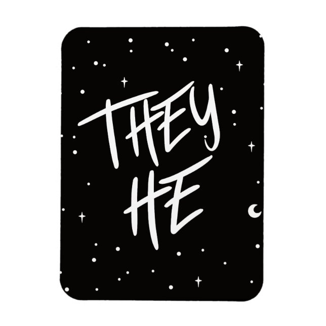 Stars Sie/Er Pronouns Magnet (Vertikal)