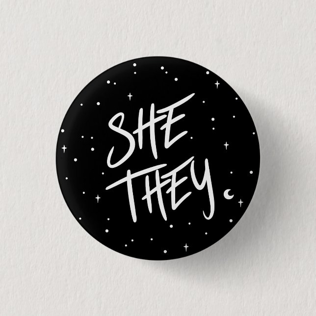Stars Sie/Sie Pronouns Button (Vorderseite)