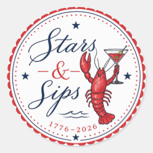 Stars & Sips America 250 Fourth of July-Party Runder Aufkleber
