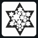 Stars Star von David Quadratischer Aufkleber<br><div class="desc">Schwarzer Stern von David mit vielen weißen Sternen in der Mitte.</div>
