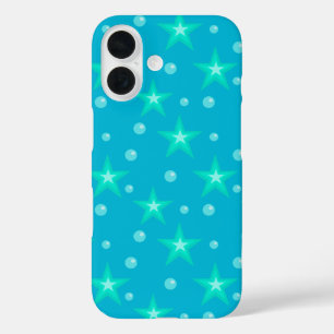 Stars Starry Bubbles Blue Mermaid Fantasy Nautic iPhone 16 Hülle