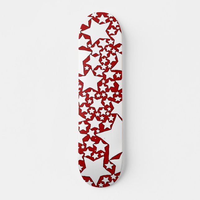 Stars, Stars, Stars in Red and White Skateboard (Vorne)