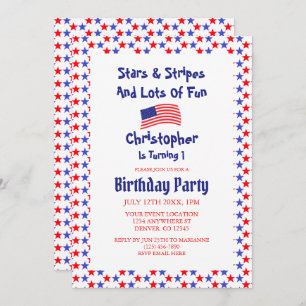 Stars & Streifen 1. Geburtstag Einladung