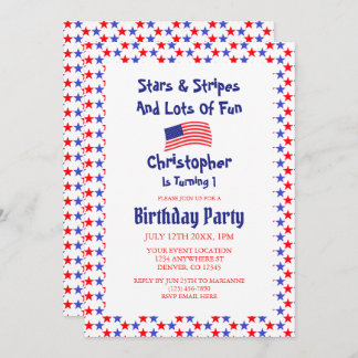 Stars & Streifen 1. Geburtstag Einladung