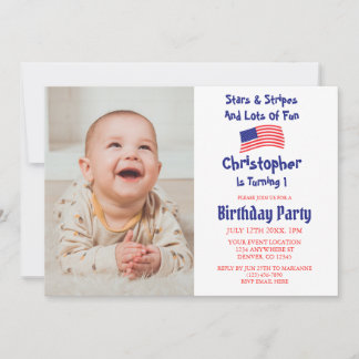 Stars & Streifen 1. Geburtstag Einladung