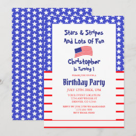 Stars & Streifen 1. Geburtstag Einladung