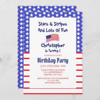 Stars & Streifen 1. Geburtstag Einladung