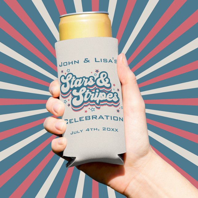 Stars & Streifen - 4. Juli Selters Dosenkühler (These retro 4th of July seltzer can coolers are perfect mementos of your party. )